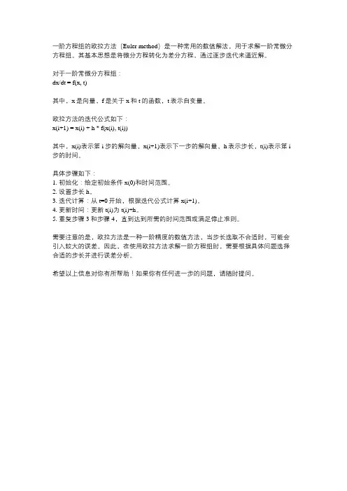 一阶方程组的eluer形式