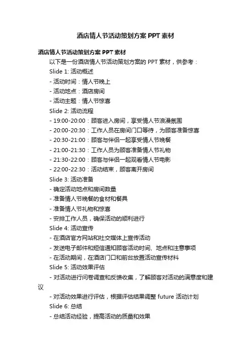 酒店情人节活动策划方案PPT素材