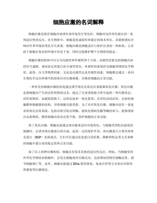 细胞应激的名词解释