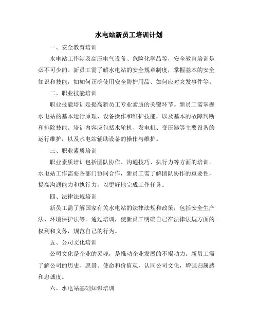 水电站新员工培训计划