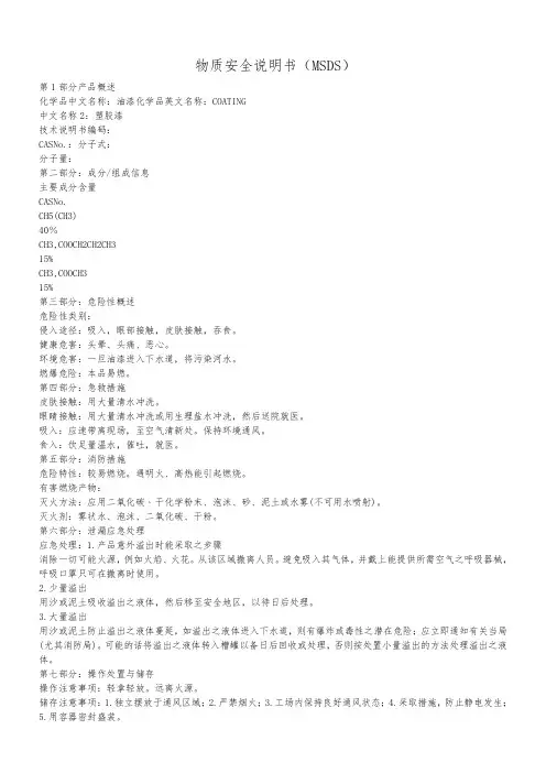 油漆MSDS