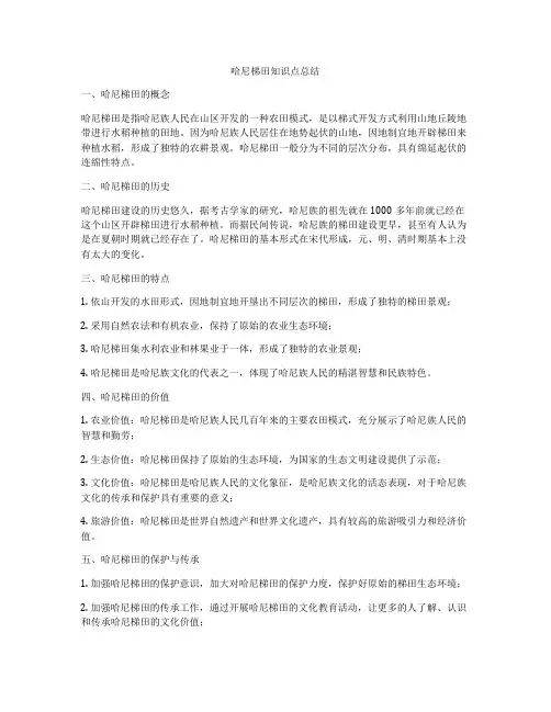 哈尼梯田知识点总结