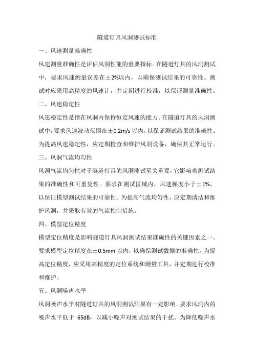 隧道灯具风洞测试标准