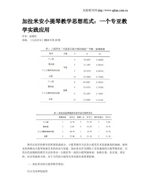 加拉米安小提琴教学思想范式：一个专亚教学实践应用