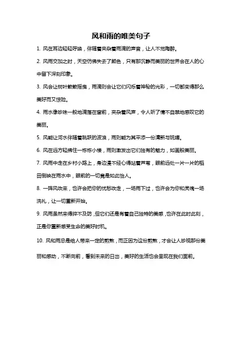 风和雨的唯美句子