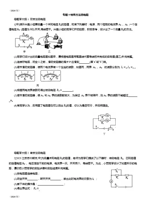 专题9特殊方法测电阻  同步练习(有解析)  人教版物理九年级全一册