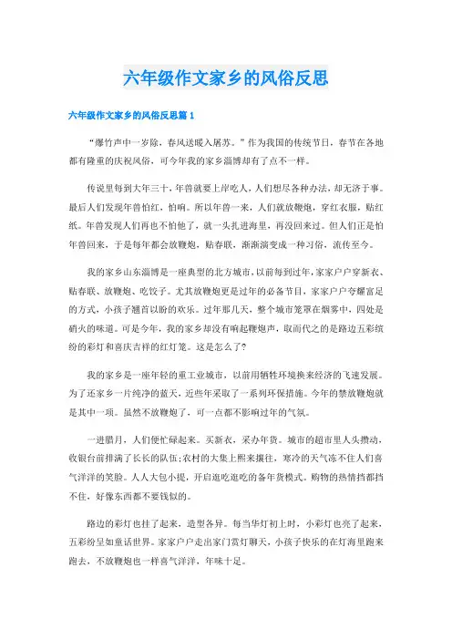 六年级作文家乡的风俗反思
