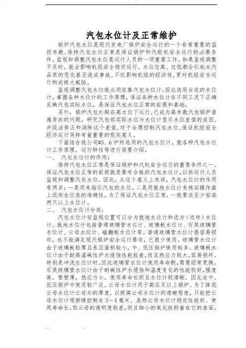 汽包水位计原理及正常维护