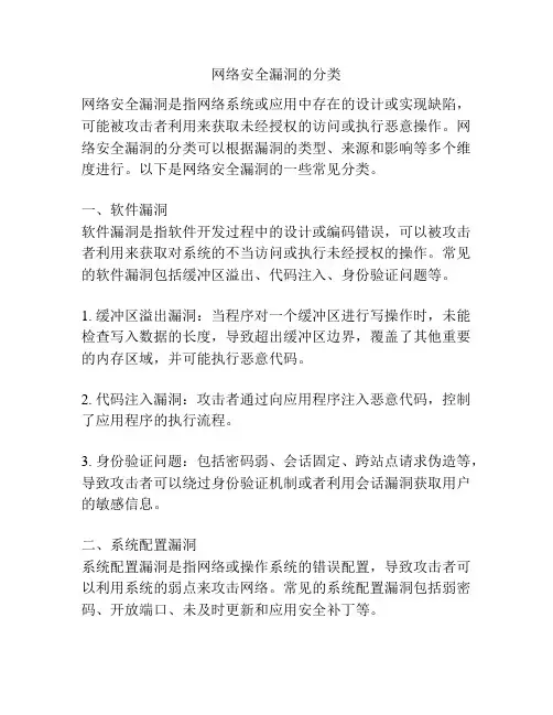 网络安全漏洞的分类