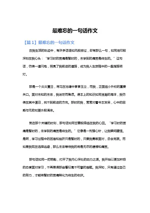 最难忘的一句话作文