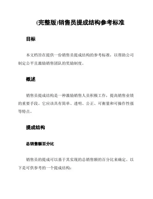 (完整版)销售员提成结构参考标准
