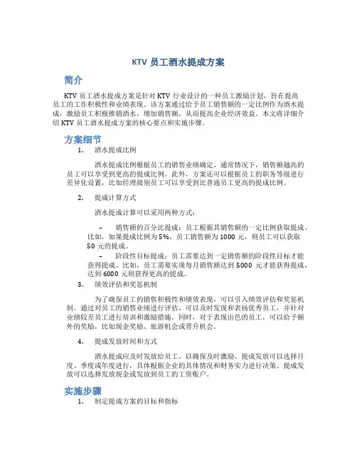 ktv员工酒水提成方案