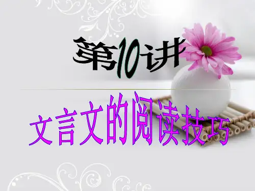 初中语文培优讲义第10讲《文言文阅读技巧》课件