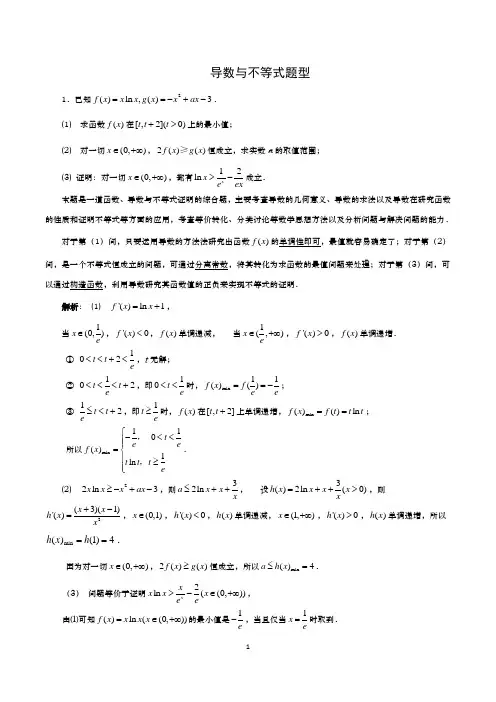 导数与不等式常考题型