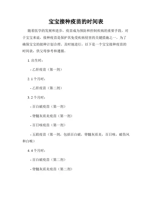 宝宝接种疫苗的时间表