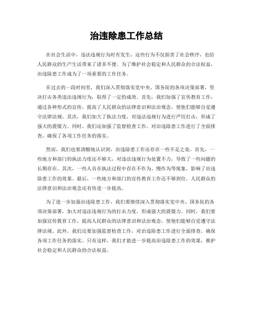 治违除患工作总结
