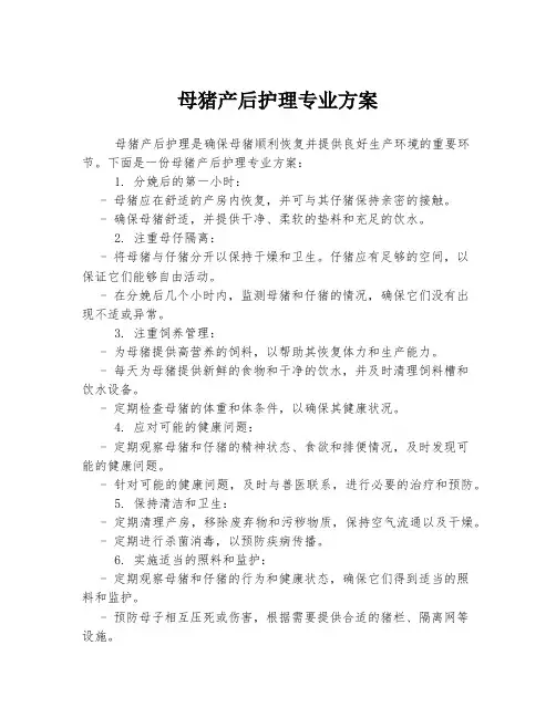 母猪产后护理专业方案