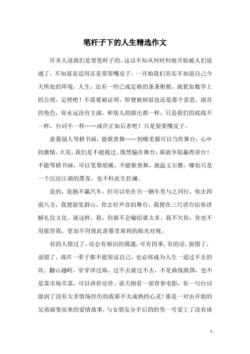 笔杆子下的人生精选作文