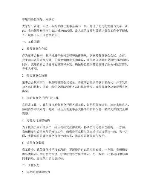 董事会秘书处个人工作总结
