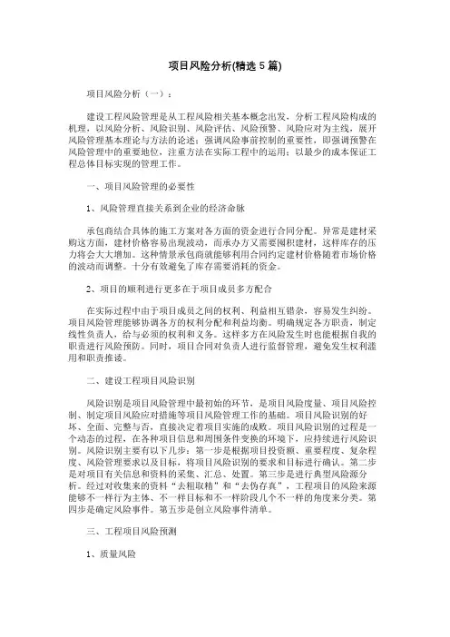 项目风险分析(精选5篇)