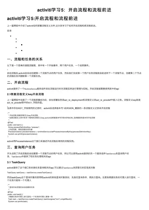 activiti学习5：开启流程和流程前进