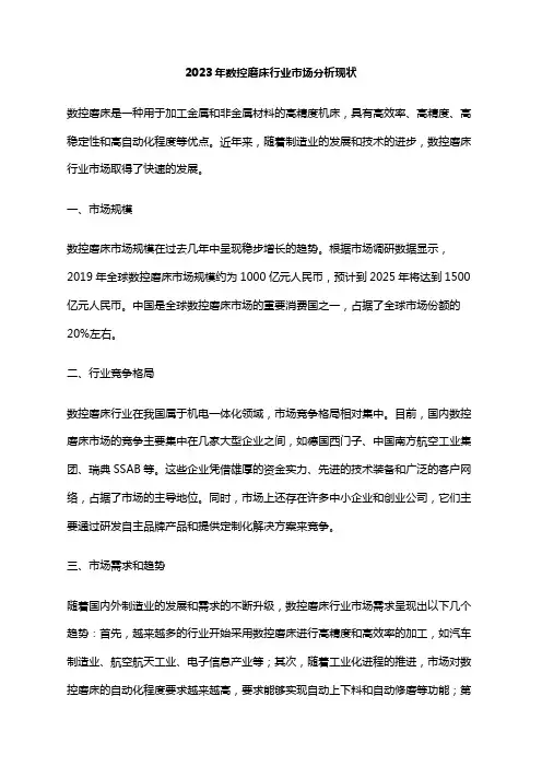 2023年数控磨床行业市场分析现状