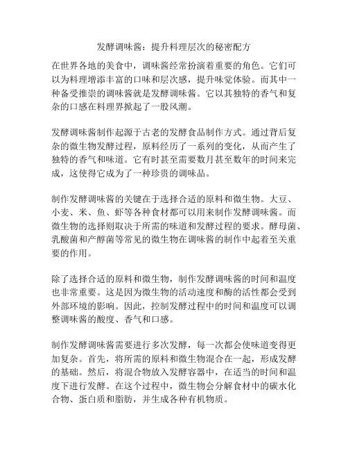 发酵调味酱：提升料理层次的秘密配方