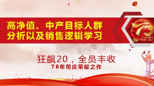 高净值中产目标人群分析以及销售逻辑学习27页