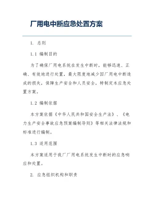 厂用电中断应急处置方案