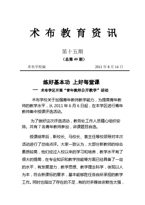 临潭县术布小学教育资讯第十五期