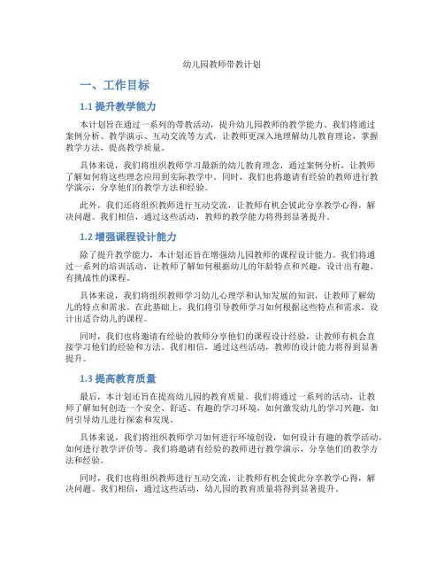 幼儿园教师带教计划