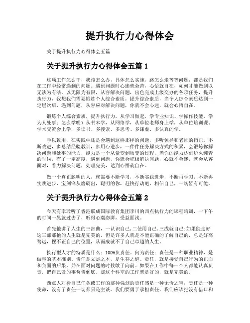 提升执行力心得体会
