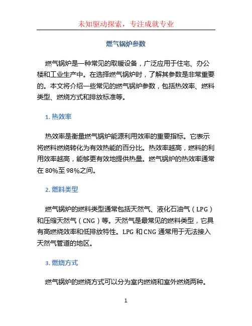 燃气锅炉参数