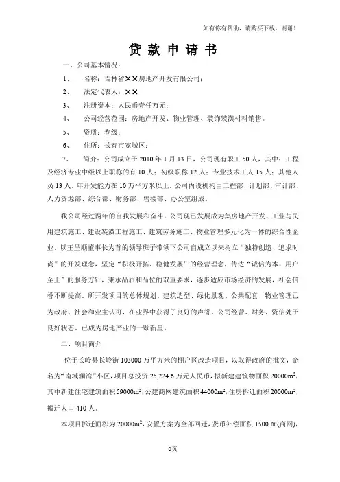 吉林某房地产公司棚户改造项目商业计划书