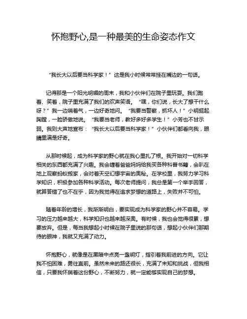 怀抱野心,是一种最美的生命姿态作文