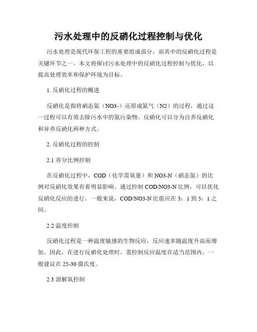 污水处理中的反硝化过程控制与优化