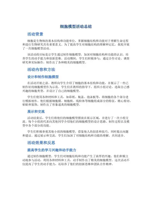 细胞模型活动总结