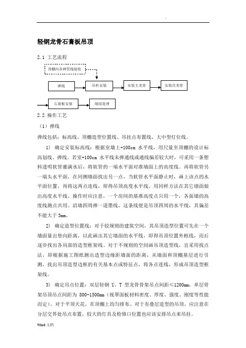 轻钢龙骨石膏板吊顶专项施工方案