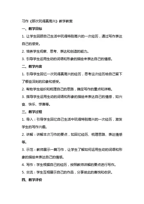习作那次玩得真高兴教学教案