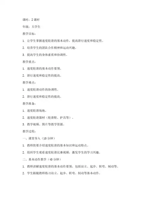 大学生速度轮滑教案设计