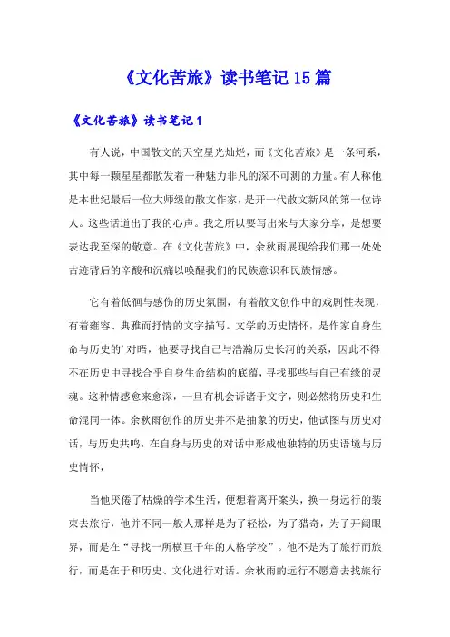 《文化苦旅》读书笔记15篇