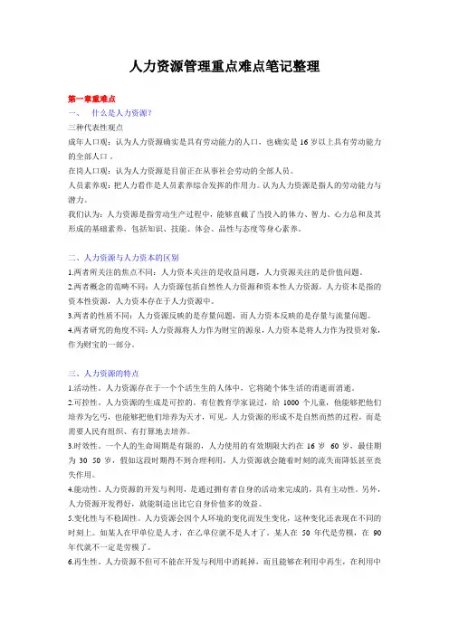 人力资源管理重点难点笔记整理