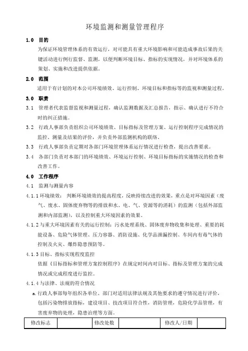 环境监测和测量管理程序