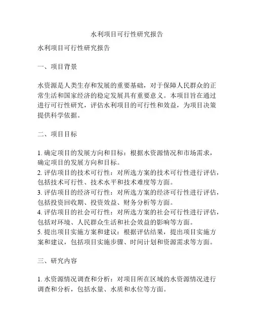 水利项目可行性研究报告