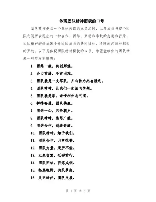 体现团队精神面貌的口号