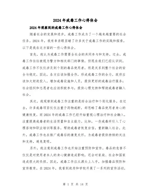 2024年戒毒工作心得体会(4篇)