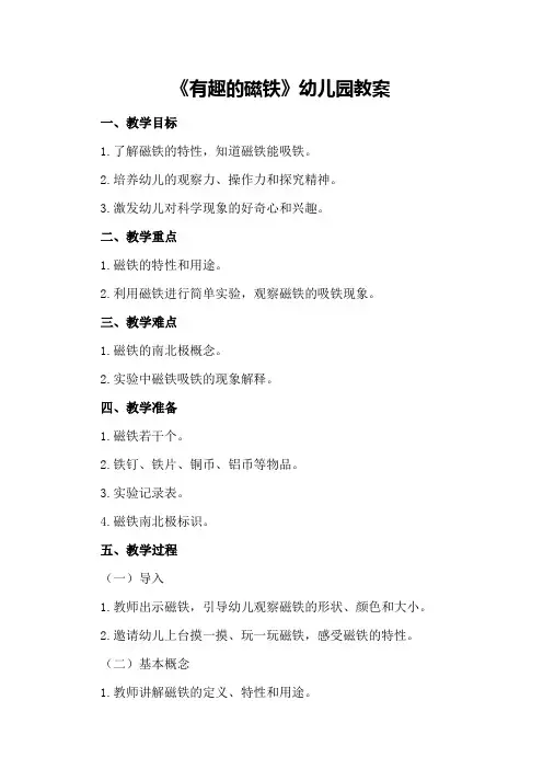 2024年《有趣的磁铁》幼儿园教案