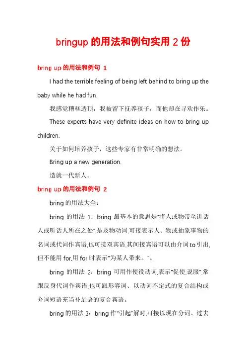 bringup的用法和例句实用2份