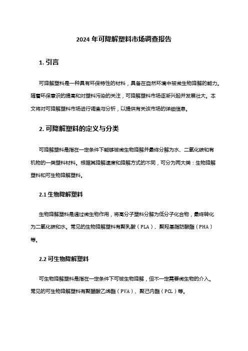 2024年可降解塑料市场调查报告