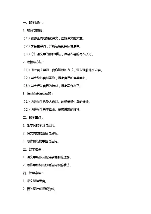 2024年语文教案-我的空中楼阁